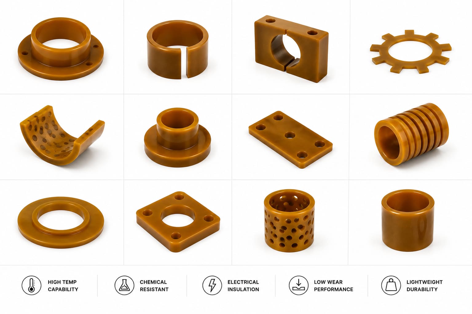 Custom polyimide washers and plates in multiple geometries